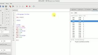 ADDITION OF TWO 8 BIT NUMBERS IN 8085 SIMULATORGNUSIM8085 [upl. by Lemieux]