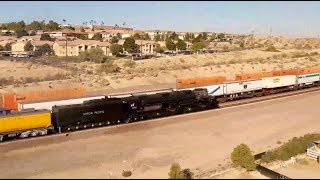 Tehachapi Live Train Cam Drone at Barstow with the Big Boy 4014 [upl. by Nelehyram244]