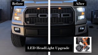 2016 Ford F150 LED HeadLight Bulb Conversion Before amp After [upl. by Giarc]