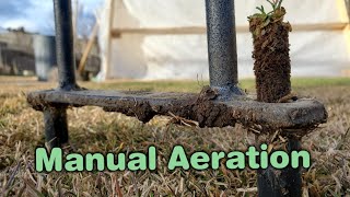 How To Manually Core Aerate A Lawn [upl. by Morlee]