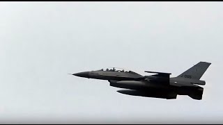 4X F16 Takeoff waving Backseater Leeuwarden Air Base [upl. by Irrab]