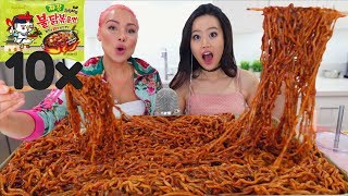 10 PACKS SPICY NUCLEAR BLACK BEAN NOODLES CHALLENGE  MUKBANG [upl. by Lorraine]