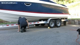 Repositioning a 25 Boat on its trailer while in the driveway [upl. by Akapol367]