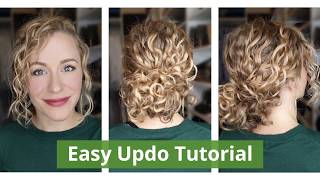 Easy Curly Updo  Curly Chignon [upl. by Hafirahs]