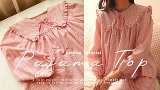 DIY Pajama Top ✨  How to sew Pajamas for Beginners [upl. by Nahgem]