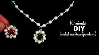 10 minutes DIY beaded necklacependant jewelry making tutorial Beaded necklace [upl. by Sherlocke97]