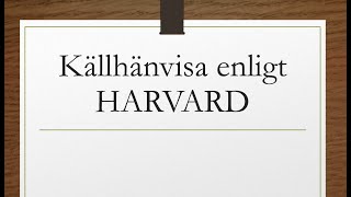 Källhänvisning enligt Harvard [upl. by Groves711]