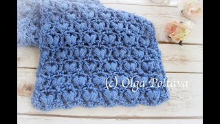 How to Crochet Lace Scarf with Puff Stitches Designs Crochet Video Tutorial [upl. by Bryan]