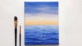 Ocean Sunset  Acrylic Painting Easy Step by Step [upl. by Sassan]