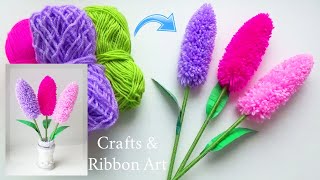 Easy Woolen Flower Making Idea  How to Make Beautiful Lavender Flower  Amazing Woolen Crafts [upl. by Hailat57]