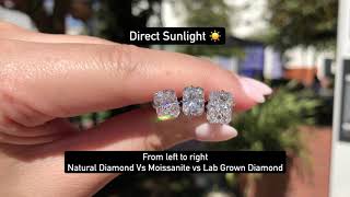 Radiant Cut Natural Diamond vs Moissanite vs Lab Grown Diamond [upl. by Adnaval237]