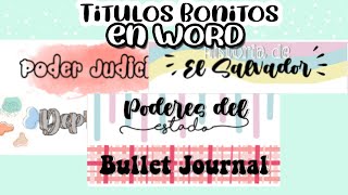 como hacer TITULOS BONITOS en WORD [upl. by Al]