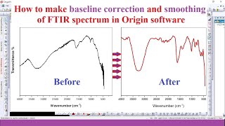 Baseline correction and smoothing of FTIR spectrum in Origin software [upl. by Setiram]