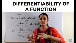 DIFFERENTIABILITY OF A FUNCTION CONTINUITY AND DIFFERENTIABILITY PART1 CLASS XII 12th [upl. by Xad]