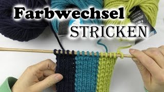 Farbwechsel stricken ✽ Knäuelwechsel ✽ Muster stricken mit Farbwechsel ✽ AnnCooki [upl. by Nosylla]