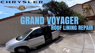 Chrysler Grand Voyager Car Headliner Repair  SAGGING DODGE CARAVAN ROOF LINING [upl. by Olifoet334]