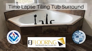 How To Tile Jacuzzi Tub Surround  Time Lapse [upl. by Gio455]