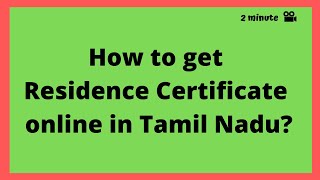 How to get Residence Certificate online in Tamil Nadu [upl. by Hannover]