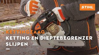 Ketting en dieptebegrenzer slijpen  STIHL Kettingzagen [upl. by Yeroc]