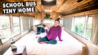 TRADING OUR VAN FOR A CONVERTED SCHOOL BUS full tour [upl. by Jayme]