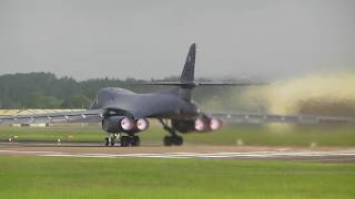 Rockwell B1 Lancer Nuclear Bomber take off RAF Fairford 9June2017 643a [upl. by Calypso]