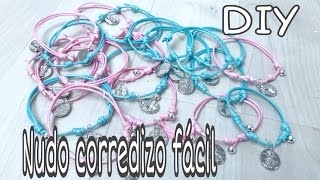 DIY Cómo hacer PULSERAS DE NUDOS corredizos con una pajita [upl. by Tiloine]