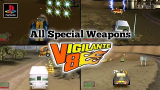 Vigilante 8  All Special Weapons  PS1 [upl. by Warthman]