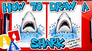 How To Draw A Shark Coming Out Of The Water JAWS [upl. by Yemrej]