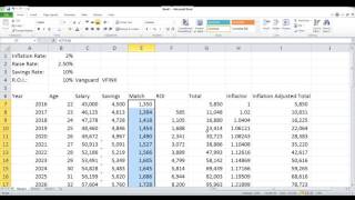 Retirement Planning Spreadsheets 3 Adding Inflation and Raises to the Model [upl. by Narag]