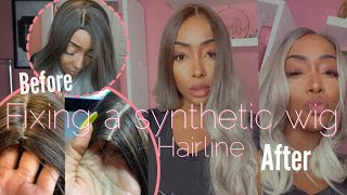 How To Make A Cheap Synthetic Non Lace wig Look Realistic Part 1 [upl. by Aicilif]