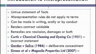 Misrepresentation Lecture 1 of 4 [upl. by Yerrok]