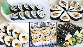 How to Make Gimbap Kimbap 6 Authentic Variations  4 Crazy Fusion Variations [upl. by Kristofer854]