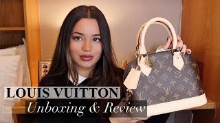 Louis Vuitton ALMA BB MONOGRAM  UNBOXING amp REVIEW ♡ [upl. by Sualkin]