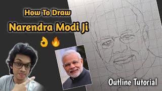 How To Draw Narendra Modi Step By Step Outline Tutorial  PM Narendra Modi Drawing  Drawing 👌🔥 [upl. by Asher]