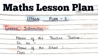 Mathematics Lesson Plan [upl. by Eiuol]