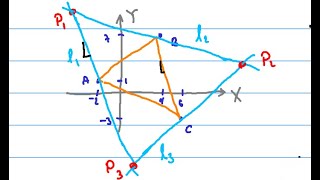 Vértices del triángulo formado por las rectas que pasan por los vértices ABC y son paralelas a [upl. by Jeffers722]