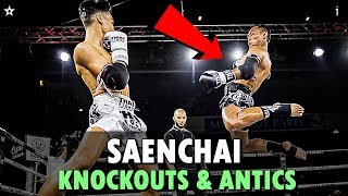 Saenchai Knockouts and Antics Thai Fight [upl. by Kcub553]