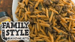 Blackstone Bettys Cheesesteak Pasta  Family Style  Blackstone Griddles [upl. by Eninnaj533]