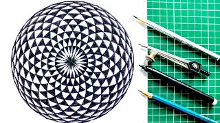 How to draw Geometrical eye Geometric design Rainbow Art [upl. by Htirehc]