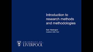 Introduction to research methods and methodologies [upl. by Letsyrhc]