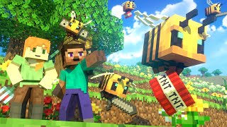 BEES FIGHT  Alex and Steve Life Minecraft Animation [upl. by Nue]