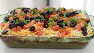 How to Make 7 Layer Dip  Easy Homemade Seven Layer Bean Dip Recipe [upl. by Lupita]