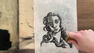 Linocut printmaking process  Botticelli edition [upl. by Suqram260]