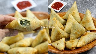 How to Make Cheesy Corn amp Spinach Samosa Video Recipe  Bhavnas Kitchen [upl. by Sonitnatsnoc]