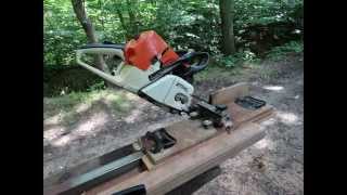 Balken zagen met kettingzaagCutting beams lengthwise with chainsaw Stihl MS 460 [upl. by Burnham]