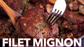 Filet Mignon with Mushroom Cream Sauce Recipe [upl. by Ahseen]