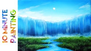 Painting a Waterfall with Acrylics in 10 Minutes [upl. by Nwahsem889]