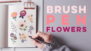 How To Draw Flowers With Brush Pens  Markers [upl. by Nallak]