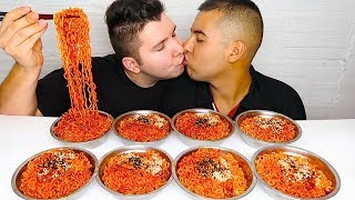 Super Spicy Fire Ramen Noodle Challenge • MUKBANG [upl. by Winnie]