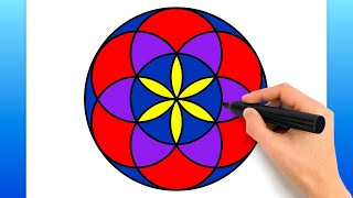 How To Draw A Geometric Circle Design Easy Drawing Tutorial [upl. by Biddle618]